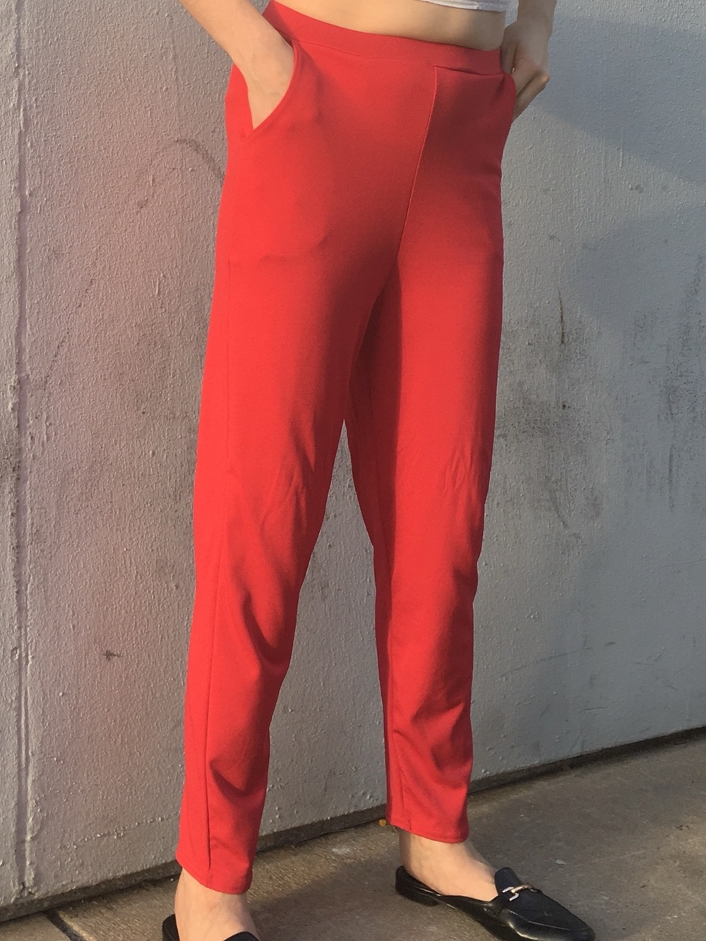 Cherry Red High Rise Straight Leg Pants Trousers Women’s Size Small